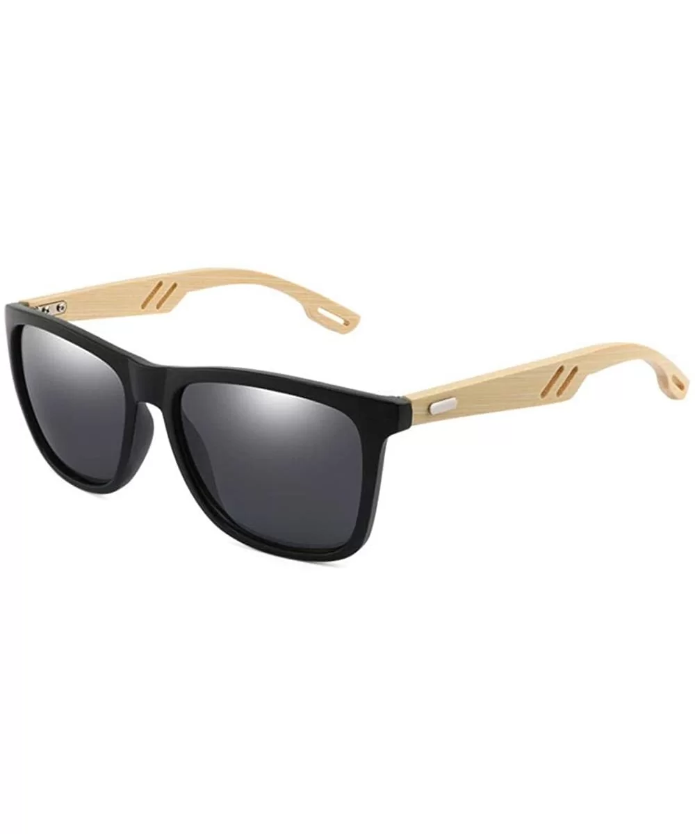 Bamboo Wood WomenMen Vintage Square Sun Glasses Fashion Coating Mirror Sunglass - 2 - C7190LL2SQY $39.70 Square