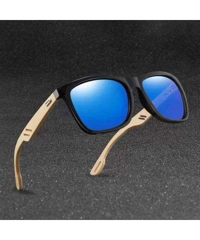 Bamboo Wood WomenMen Vintage Square Sun Glasses Fashion Coating Mirror Sunglass - 2 - C7190LL2SQY $39.70 Square