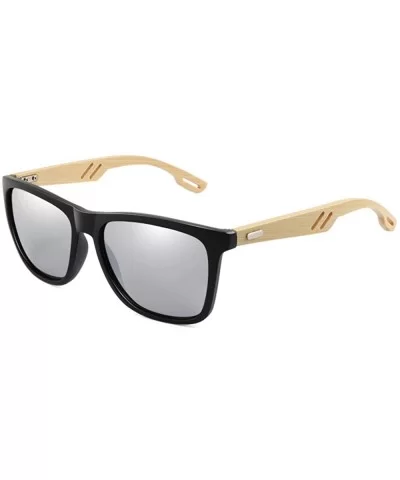 Bamboo Wood WomenMen Vintage Square Sun Glasses Fashion Coating Mirror Sunglass - 2 - C7190LL2SQY $39.70 Square