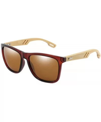 Bamboo Wood WomenMen Vintage Square Sun Glasses Fashion Coating Mirror Sunglass - 2 - C7190LL2SQY $39.70 Square