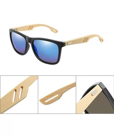 Bamboo Wood WomenMen Vintage Square Sun Glasses Fashion Coating Mirror Sunglass - 2 - C7190LL2SQY $39.70 Square