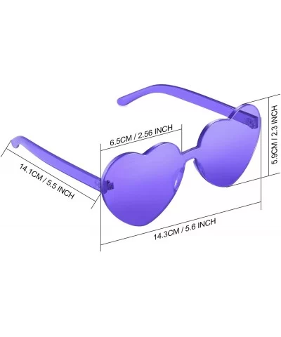 2 Pieces Heart Shape Rimless Sunglasses Transparent Candy Color Frameless Glasses Love Eyewear - Purple - CM196SA649N $13.63 ...