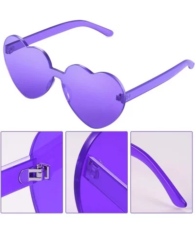 2 Pieces Heart Shape Rimless Sunglasses Transparent Candy Color Frameless Glasses Love Eyewear - Purple - CM196SA649N $13.63 ...