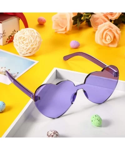 2 Pieces Heart Shape Rimless Sunglasses Transparent Candy Color Frameless Glasses Love Eyewear - Purple - CM196SA649N $13.63 ...