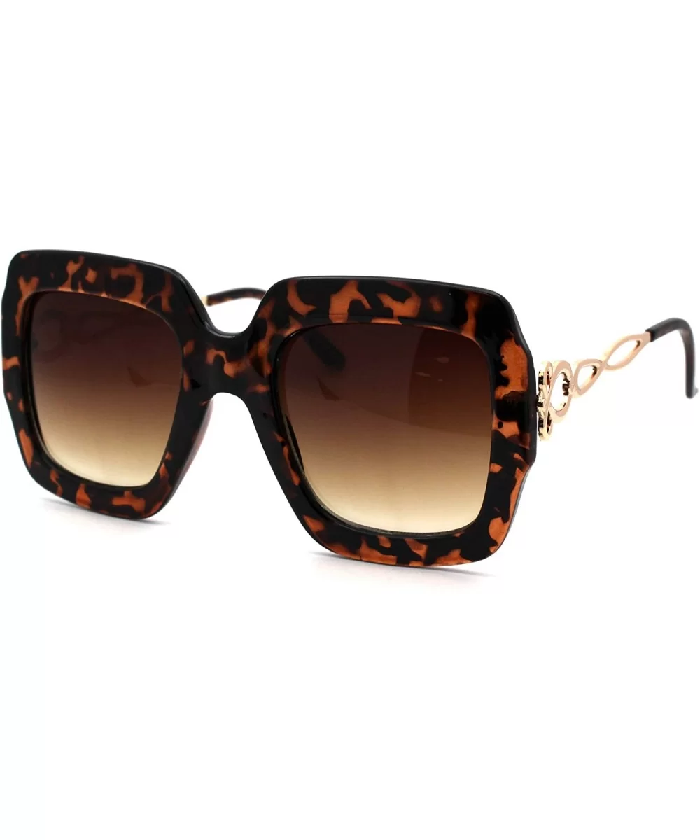 Womens 90s Designer Fashion Thick Rectangular Butterfly Sunglasses - Tortoise Gold Brown - CK18UISSTHA $16.57 Rectangular