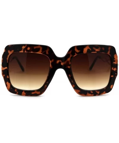 Womens 90s Designer Fashion Thick Rectangular Butterfly Sunglasses - Tortoise Gold Brown - CK18UISSTHA $16.57 Rectangular