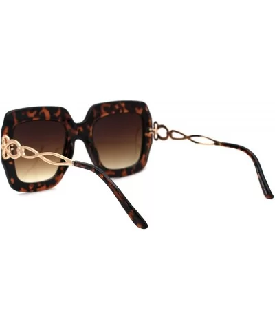 Womens 90s Designer Fashion Thick Rectangular Butterfly Sunglasses - Tortoise Gold Brown - CK18UISSTHA $16.57 Rectangular