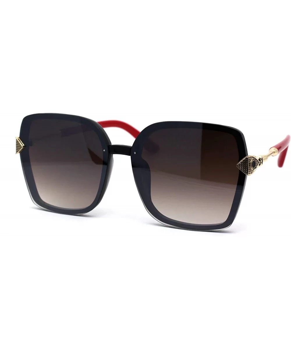 Womens Jewel Hinge Squared Butterfly Designer Fashion Sunglasses - Gold Red Brown - CF194KROSSI $17.17 Butterfly