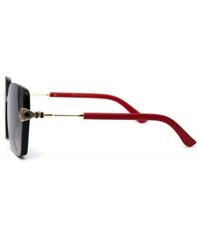 Womens Jewel Hinge Squared Butterfly Designer Fashion Sunglasses - Gold Red Brown - CF194KROSSI $17.17 Butterfly