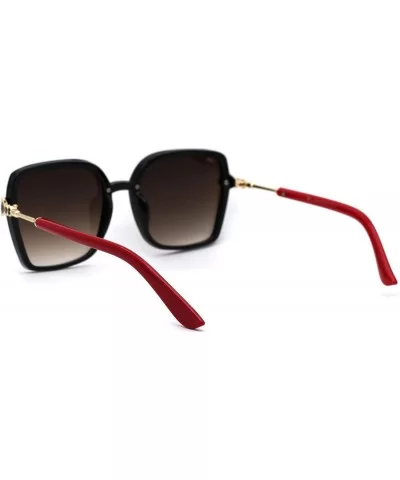 Womens Jewel Hinge Squared Butterfly Designer Fashion Sunglasses - Gold Red Brown - CF194KROSSI $17.17 Butterfly