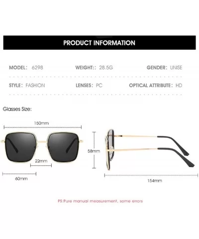 Fashion Oversized Square Sunglasses for Women Vintage Flat Mirrored Lens Metal Classic Sun Glasses - Silver - C118U67UT5O $13...