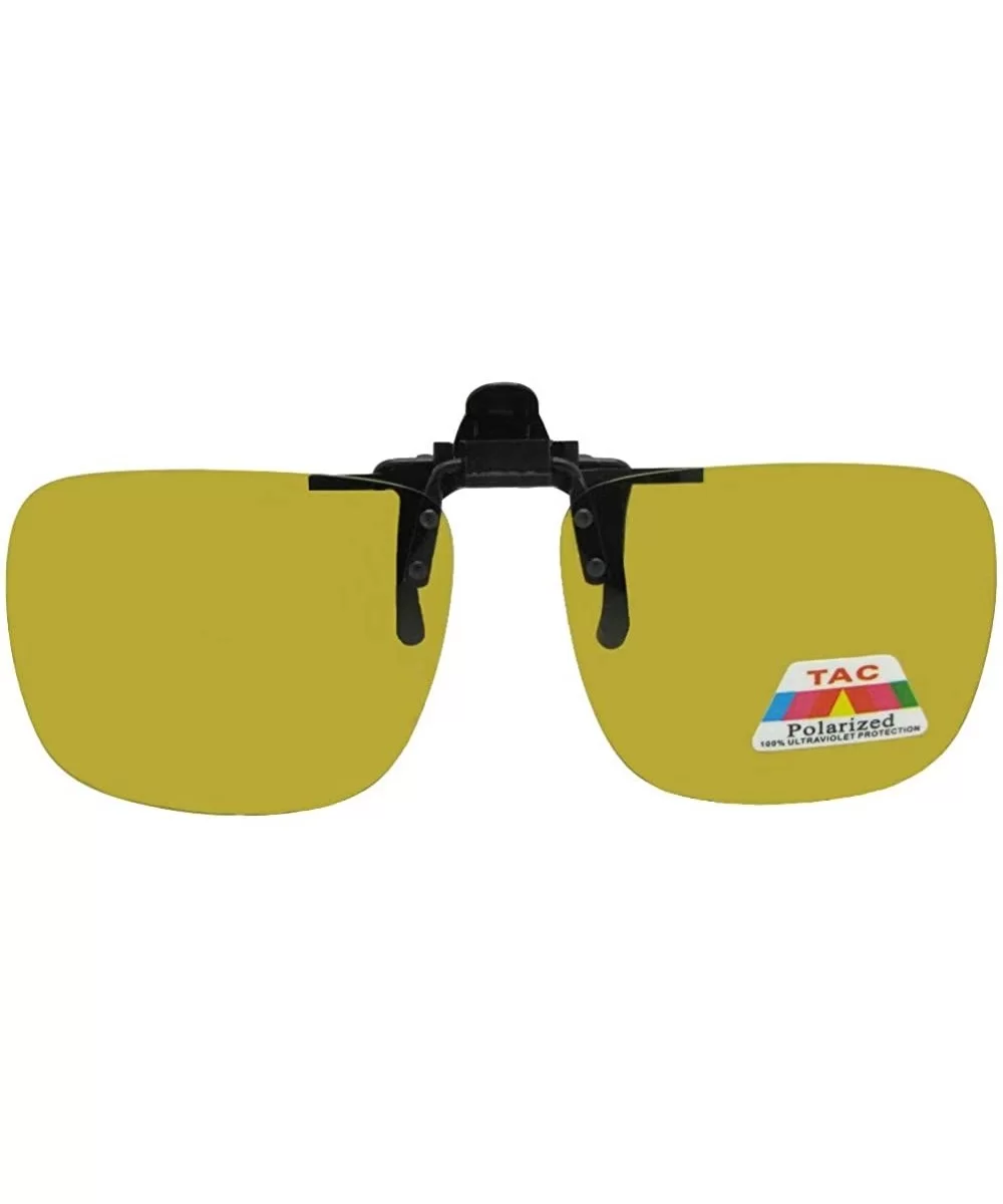 Square Polarized Flip Up Sunglasses - Black-dark Yellow Lenses - C718OLHICUL $20.38 Square