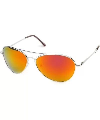 Flash Color Tint Mirror Metal Aviator Sunglasses (Fire) - CU116Q2N4YR $20.90 Aviator