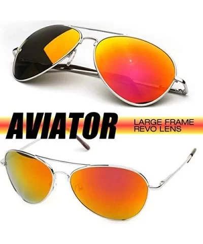 Flash Color Tint Mirror Metal Aviator Sunglasses (Fire) - CU116Q2N4YR $20.90 Aviator