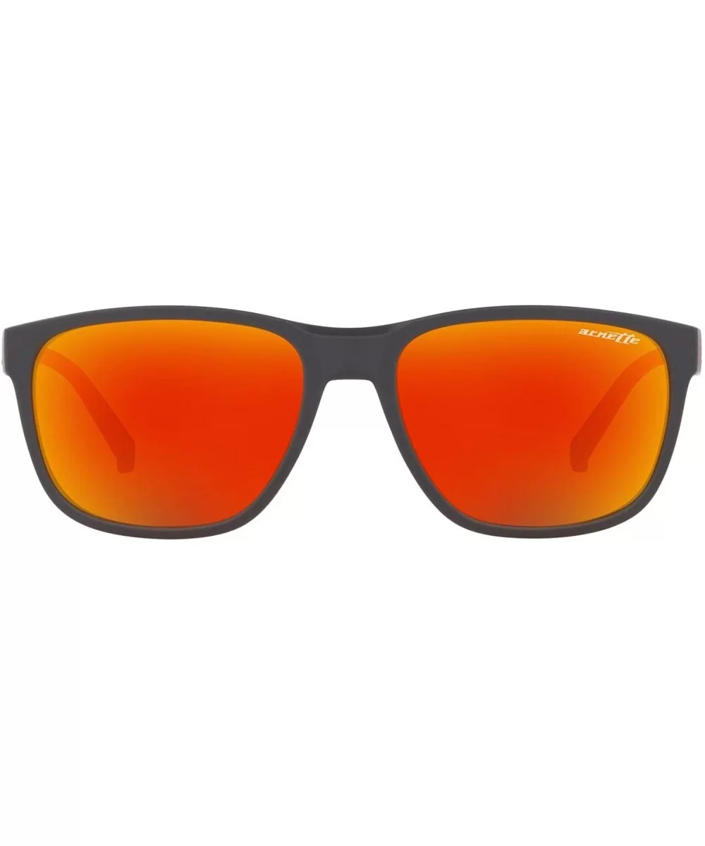 Men's An4257 Urca Rectangular Sunglasses - Matte Grey/Dark Grey Red Yellow Mirror - CV18R4IM0CU $73.87 Sport