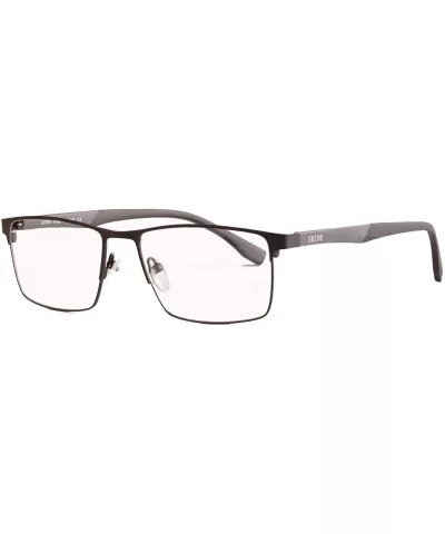 Mens Rectangle Frame Computer Blue Light Blocking Health Glasses- Filter Harmful Blue Rays-SH093 - Black and Grey - C318N6XUQ...