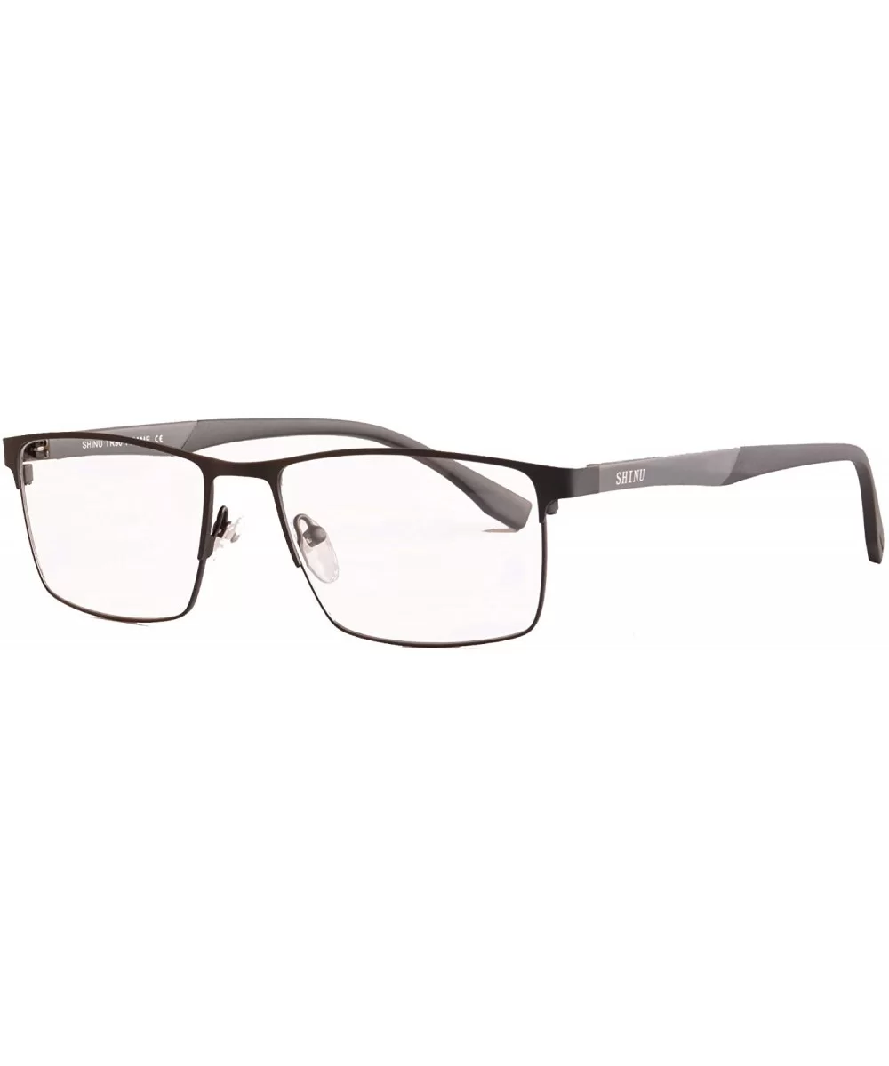 Mens Rectangle Frame Computer Blue Light Blocking Health Glasses- Filter Harmful Blue Rays-SH093 - Black and Grey - C318N6XUQ...