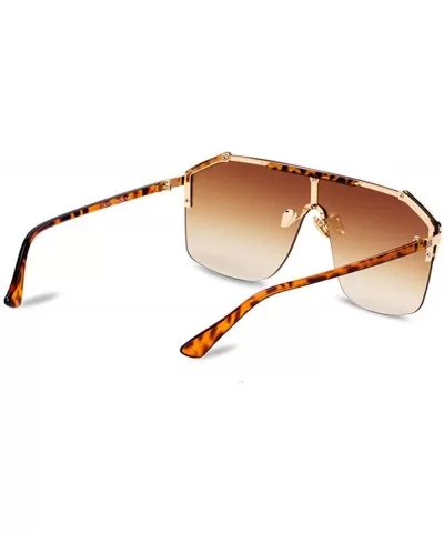 Rimless Shield Sunglasses Flat Top Mirror Glasses Women Men oversized Retro Sunglasses - 4 - CV1965KZE89 $21.65 Shield