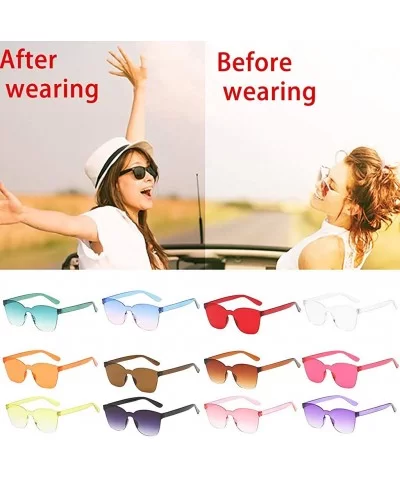 Unisex Fashion Sunglasses Retro Sunglasses Solid Color Square Sunglasses Beach Frameless Siamese Sunglasses - L - CP196N5DCHW...