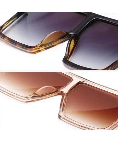 Square Oversized Sunglasses for Women Men Flat Top Fashion Shades - 2 Pcs- Leopard- Orange - C718KCX8E9I $20.31 Square