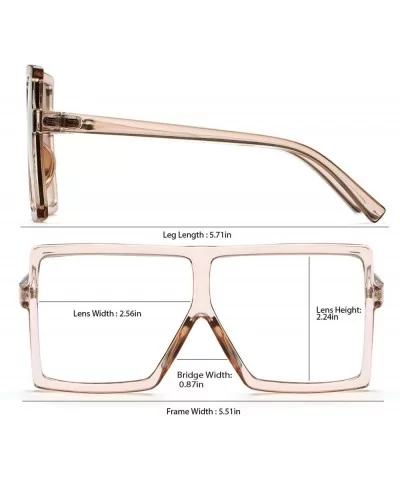 Square Oversized Sunglasses for Women Men Flat Top Fashion Shades - 2 Pcs- Leopard- Orange - C718KCX8E9I $20.31 Square