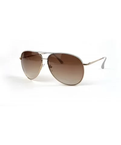 Fashion Color Frame Aviator Metal Style Sunglasses P1236 - Goldwhite-gradientbrown Lens - CD11BA64N3T $23.37 Aviator