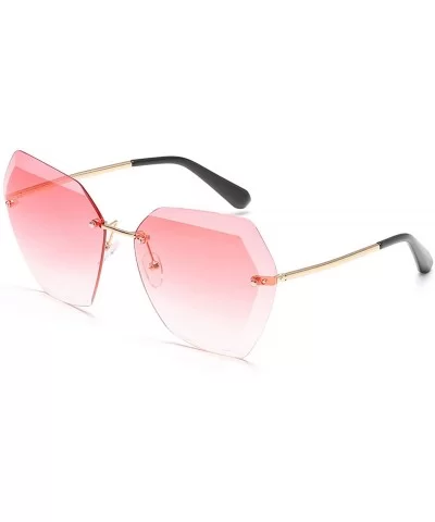 Oversized Sunglasses for Women Rimless Vintage Retro Sun Glasses Diamond Cutting Lens UV400 Protection - CG197H4OZD2 $13.65 O...