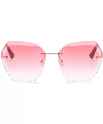 Oversized Sunglasses for Women Rimless Vintage Retro Sun Glasses Diamond Cutting Lens UV400 Protection - CG197H4OZD2 $13.65 O...