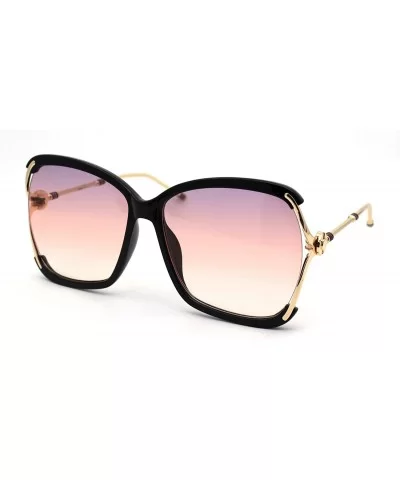 Womens Luxury Designer Exposed Lens Side Butterfly Sunglasses - Black Gold Purple Orange Yellow - CS18Z6RUEX6 $20.66 Butterfly