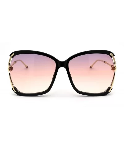 Womens Luxury Designer Exposed Lens Side Butterfly Sunglasses - Black Gold Purple Orange Yellow - CS18Z6RUEX6 $20.66 Butterfly