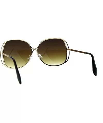 Womens Fashion Sunglasses Oversized Soft Square Metal Frame Gradient Lens - Gold (Brown) - CM186ZC4WME $14.41 Square