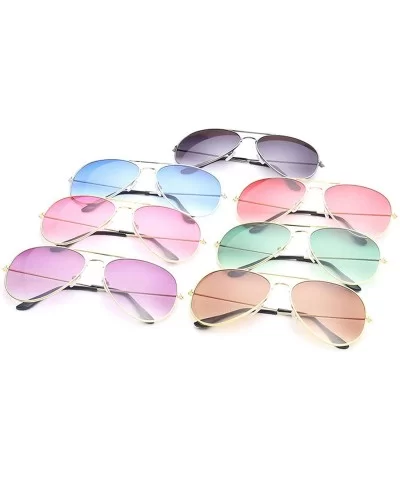 Fashion Pilot Sunglasses Men Vintage Silver Frame Gradient Blue Transparent Ocean Lenses - C3 - CJ199CC5KGQ $26.02 Oversized