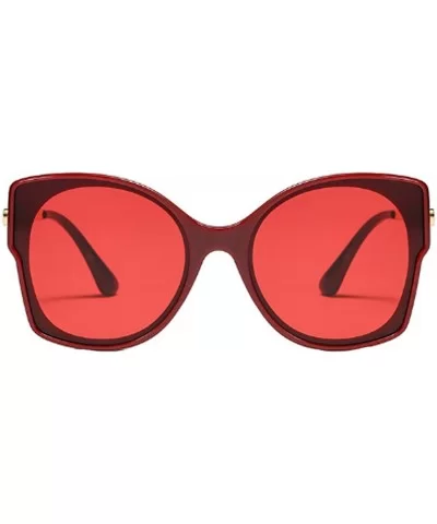 Women's Vintage Cat Eye Resin Full-Frame Ocean Piece Lens Sunglasses - Claret Red - CP18W5I56G7 $22.10 Cat Eye