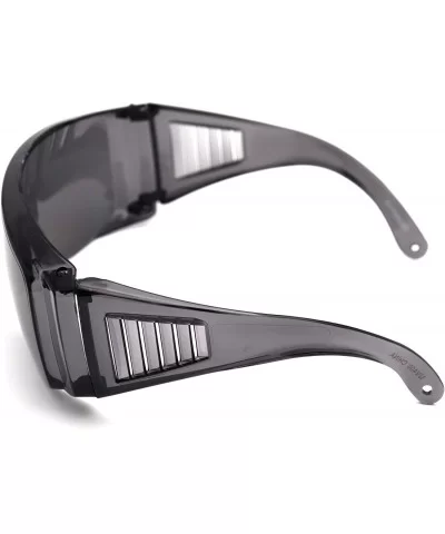 1 Fit Over Wrap Around Sunglasses No Blind-spot Safety Glasses - Super Dark - C512706O9PP $15.61 Oval