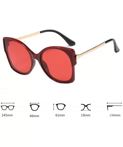 Women's Vintage Cat Eye Resin Full-Frame Ocean Piece Lens Sunglasses - Claret Red - CP18W5I56G7 $22.10 Cat Eye