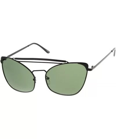 High Fashion Metal Double Bridge Pointed Cat Eye Aviator Sunglasses - Black-black Green - CI11V2118MH $16.49 Cat Eye