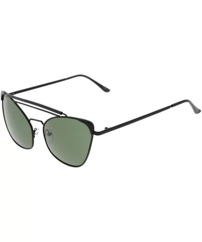 High Fashion Metal Double Bridge Pointed Cat Eye Aviator Sunglasses - Black-black Green - CI11V2118MH $16.49 Cat Eye