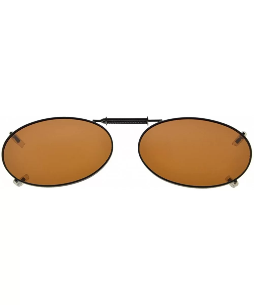 Metal Frame Rim Polarized Lens Clip On Sunglasses 2 1/16"x1 3/8" - C76-brown - CG18284T4SY $17.62 Wrap