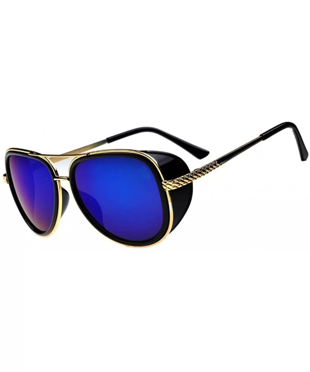 Iron Man Tony Sunglasses Gold Fame With Edge Board - Black/Blue - C211AQ7S5DH $16.22 Rectangular