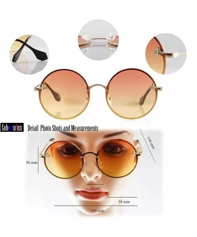 Retro Hippie Ocean Color Tinted Flat Round Sunglasses Bee Motif A277 - Light Purple - C418T4ZMINO $18.31 Oversized