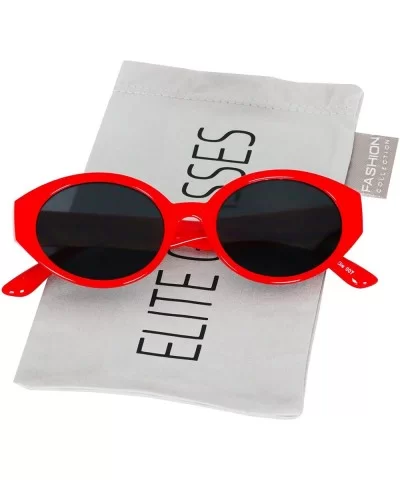 Elegant Retro Oval Mod Cat Eye Women Vintage Clout Goggles Supreme Cool Sunglasses - Red - C818D8T02K5 $12.78 Oversized