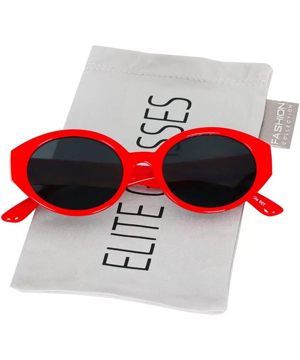 Elegant Retro Oval Mod Cat Eye Women Vintage Clout Goggles Supreme Cool Sunglasses - Red - C818D8T02K5 $12.78 Oversized