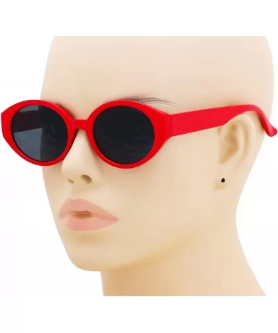 Elegant Retro Oval Mod Cat Eye Women Vintage Clout Goggles Supreme Cool Sunglasses - Red - C818D8T02K5 $12.78 Oversized