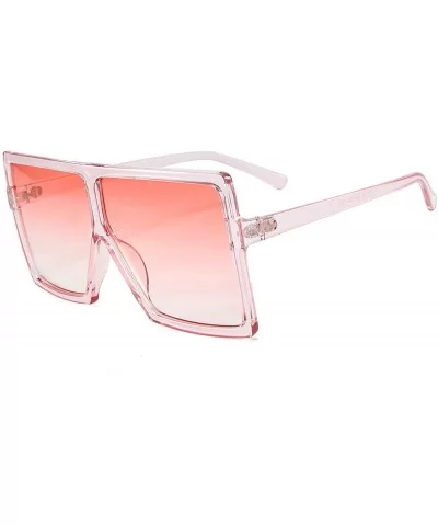 Oversized Sunglasses for Women Square Shield Plastic Frame 100% UV400 Protection - Clear Pink a - CM18U0ZU95T $12.47 Shield