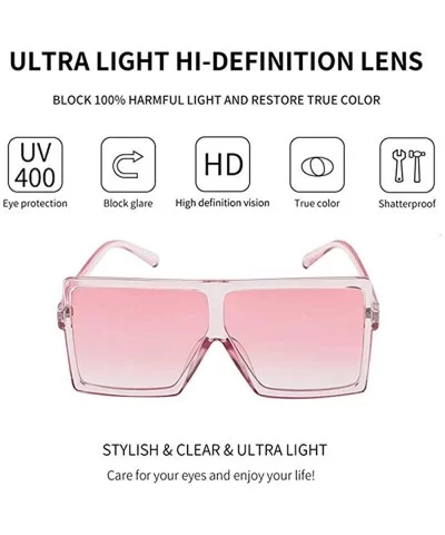 Oversized Sunglasses for Women Square Shield Plastic Frame 100% UV400 Protection - Clear Pink a - CM18U0ZU95T $12.47 Shield