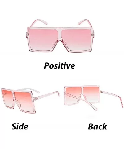 Oversized Sunglasses for Women Square Shield Plastic Frame 100% UV400 Protection - Clear Pink a - CM18U0ZU95T $12.47 Shield