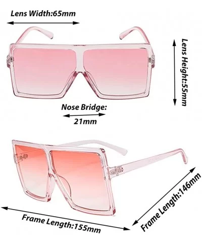 Oversized Sunglasses for Women Square Shield Plastic Frame 100% UV400 Protection - Clear Pink a - CM18U0ZU95T $12.47 Shield