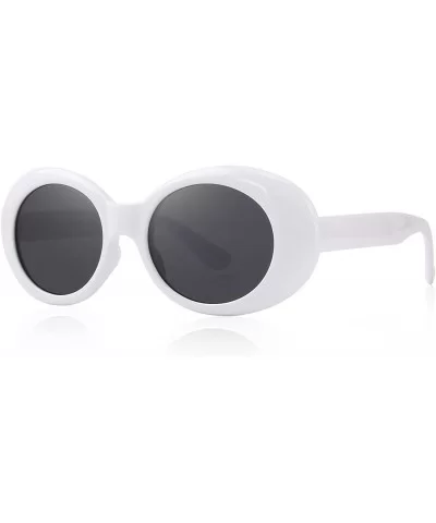 Goggles Oval Mod Retro Vintage Inspired Women Sunglasses Round Lens S6124 - White - CV187ZX2K0Y $15.71 Goggle