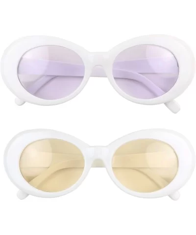 Oversized 90's Retro Pop Colorful Candy Lens Clout Goggles Oval Round Mod Sunglasses - CH18GILSWLE $21.69 Oval