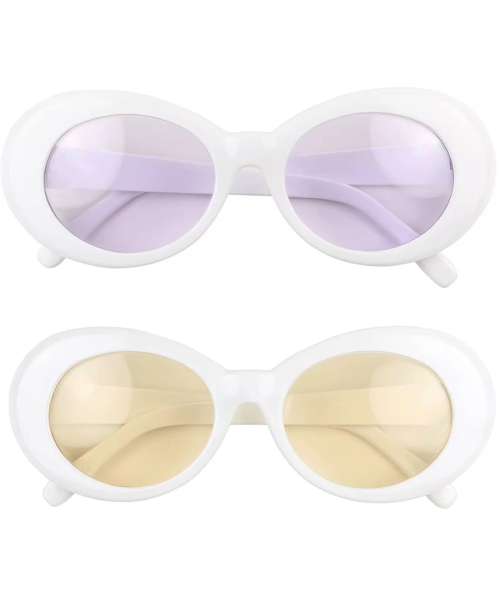 Oversized 90's Retro Pop Colorful Candy Lens Clout Goggles Oval Round Mod Sunglasses - CH18GILSWLE $21.69 Oval